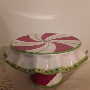 Vintage Festive Chip and Dip and Cheese Ball/Cake Pedestal Server